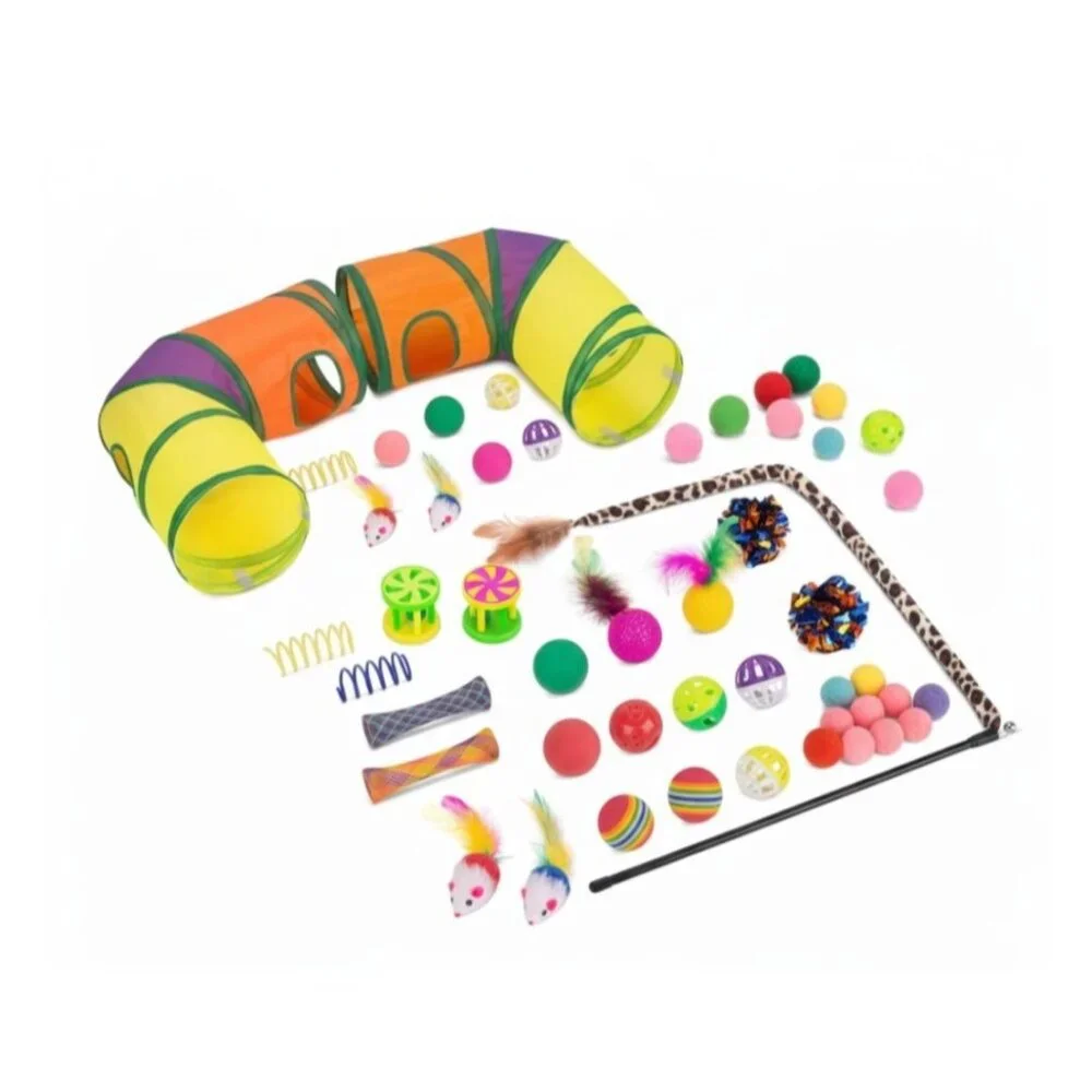 Cat Toys Bundle Set 30 Piece With Tunnels